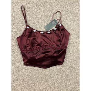 NWT Rosette Satin Corset Crop Tank Top Wild Fable Size S Cottagecore Y2K Floral